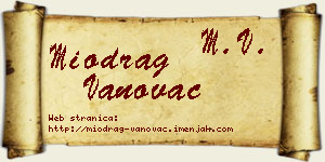 Miodrag Vanovac vizit kartica